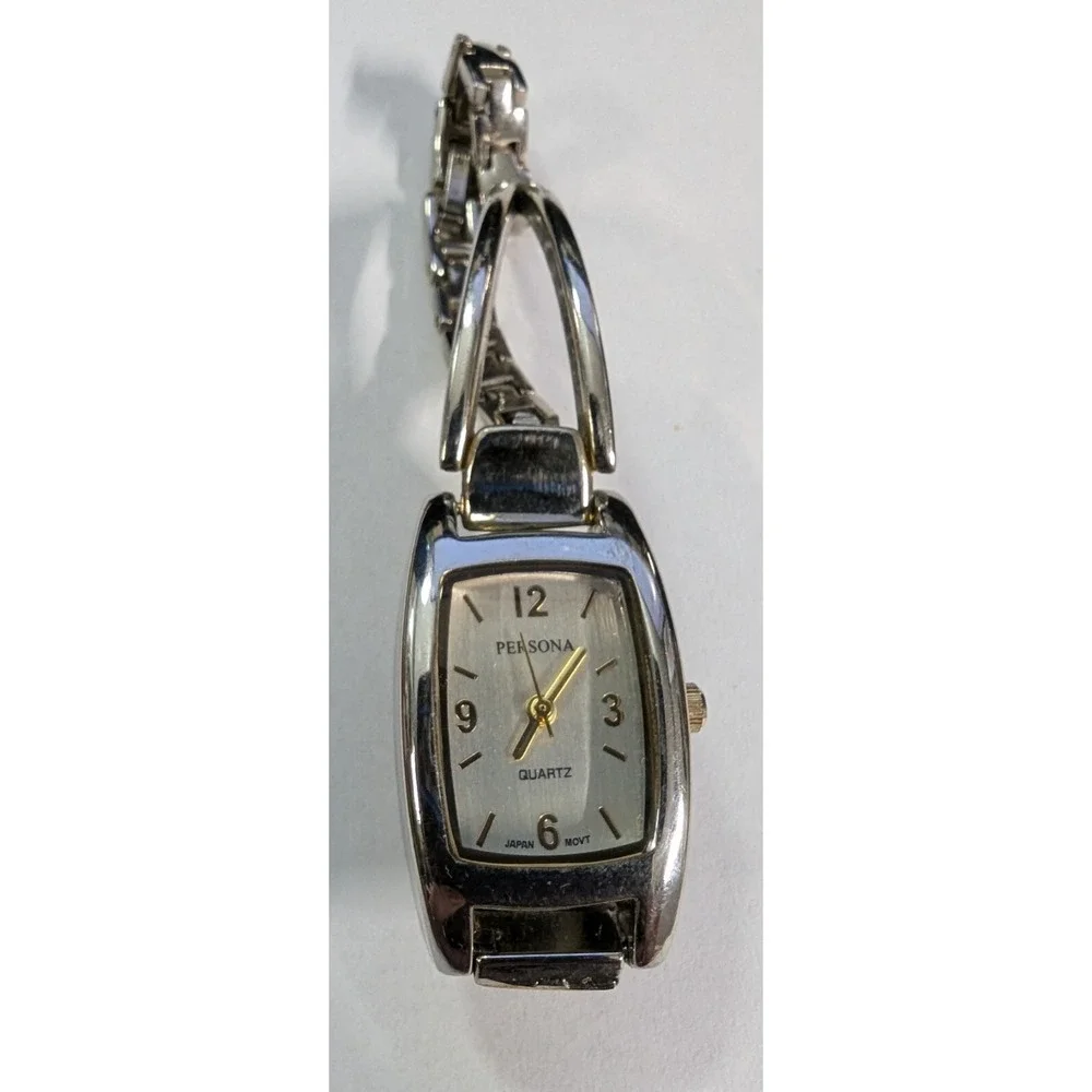 Persona Quartz Wristwatch Womens‎ Silver Tone Bracelet Link Japan Movt Vintage